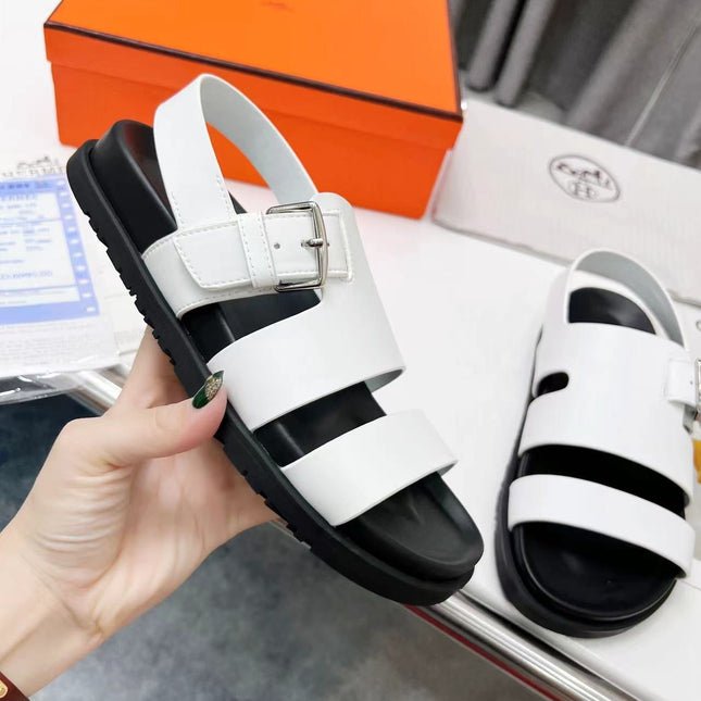 HM HENRIO SANDAL WHITE CALFSKIN