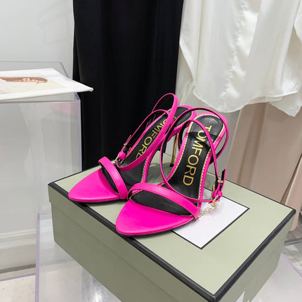 TOM FORD 26S GOLD BUCKLE HEELS 105 MM IN PINK LAMBSKIN