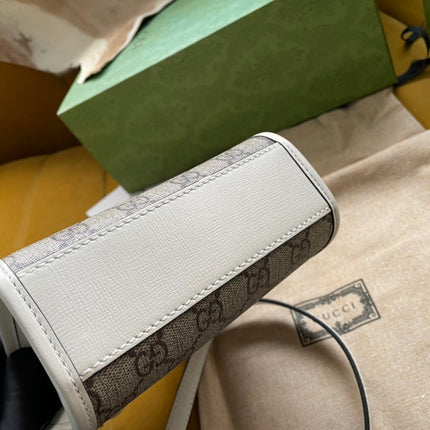 MINI TOTE  20 BAG IN BEIGE CANVAS AND WHITE CALFSKIN