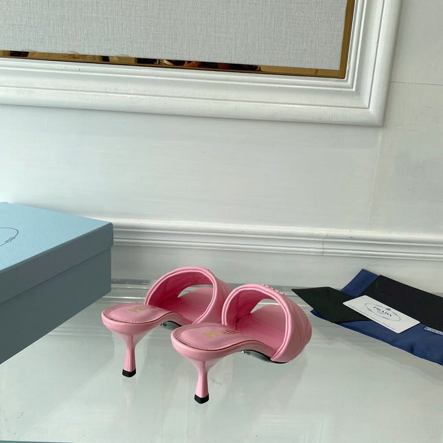 PRA QUILTED HIGH HEELS SANDALS 65 PINK LAMBSKIN