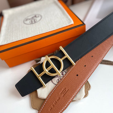 ULYSSE BELT BUCKLE & REVERSIBLE GINGER ORANGE LEATHER STRAP 38MM GOLD HARDWARE