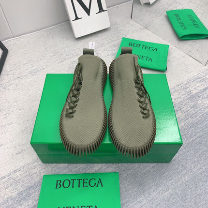 BOTTEGA VENETA 26S SLIP-ONS IN OLIVE GREEN FABRIC WITH RUBBER SOLE
