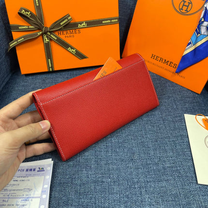 HM CLUTCH CONSTANCE 22 RED CALFSKIN GOLD HARDWARE