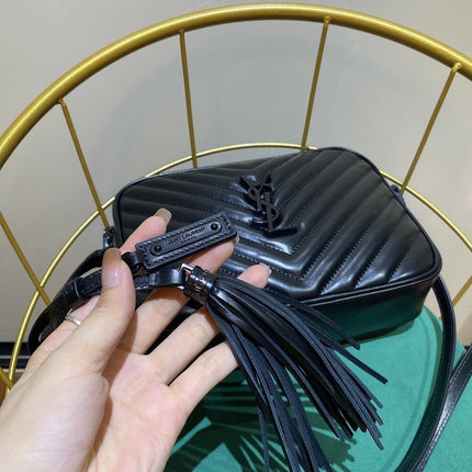 LOU 23 CAMERA BAG IN BLACK QUILTED LEATHER