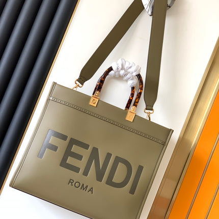 Fend Sunshine Medium Bag 35 Olive Leather