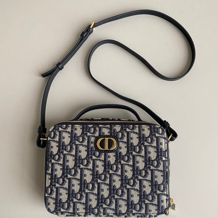 CARO 18 CAMERA BAG IN BLUE OBLIQUE JACQUARD