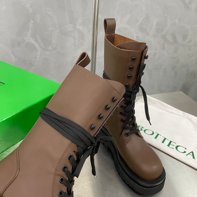 LUG LACE-UP BOOT IN CHOCOLATE BROWN CALFSKIN 7 CM