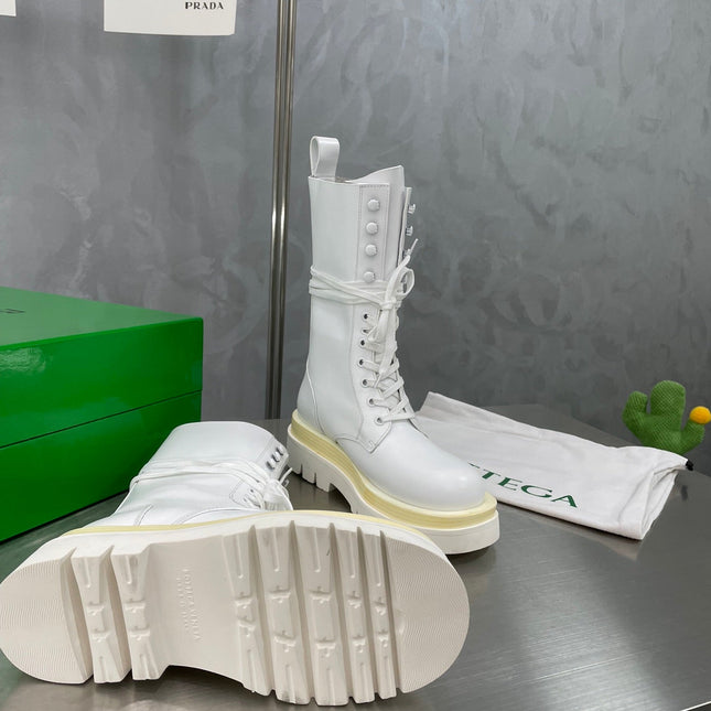 LUG LACE-UP BOOT IN WHITE CALFSKIN 7 CM
