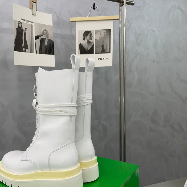 LUG LACE-UP BOOT IN WHITE CALFSKIN 7 CM