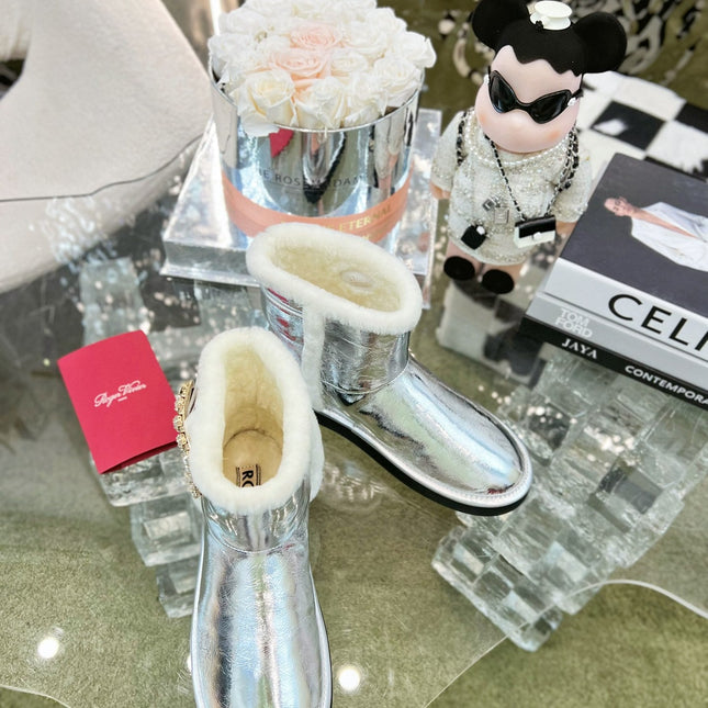 VIV SNOW ANKLE BOOTS IN SILVER PATENT CALFSKIN