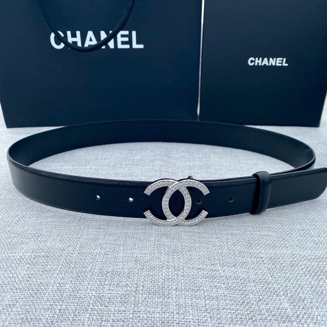 CHANEL 26S BELT 30 MM IN BLACK CALFSKIN 661516