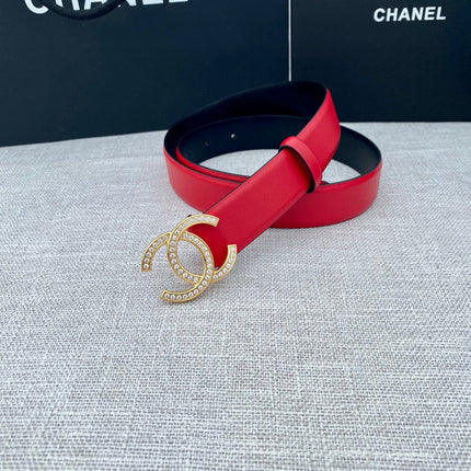 CHANEL 26S BELT 30 MM IN RED CALFSKIN WITH GOLD HARDWARE 661517