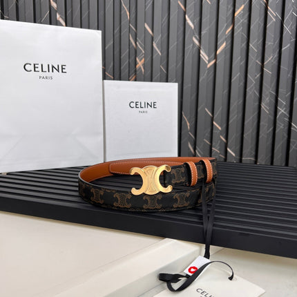 CL TRIOMPHE 25 MM BELT IN MONOGRAM BROWN CALFSKIN GOLD HARDWARE