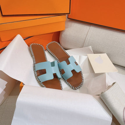 0RAN SANDAL Braided Calfskin BLUE SKY