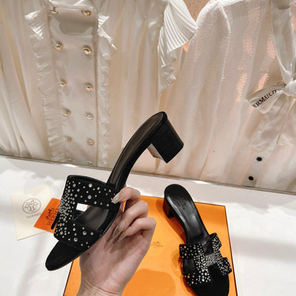 0ASIS SANDALS BLACK LAMBSKIN ATTACH CRYSTAL