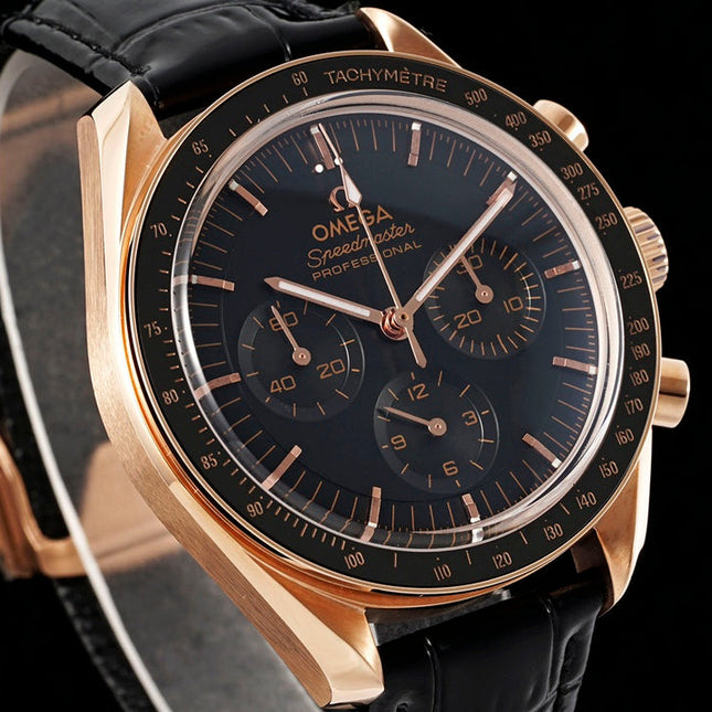 SPEEDMASTER MOONWATCH PROFESSIONAL 42 MM ROSE GOLD CASE ON BLACK LEATHER STRAP