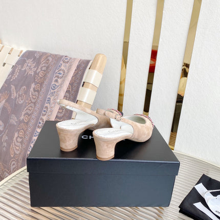 CC SLINGBACK 25S 30 MM IN NUDE PINK SUEDE WITH SILVER HARDWARE