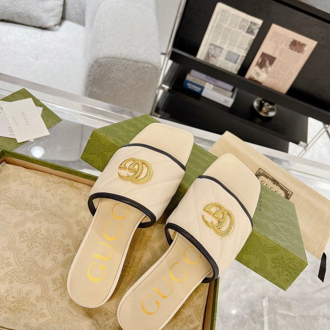 GG EXCLUSIVE SLIDE SANDAL IVORY CALFSKIN