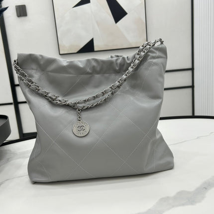 CC LARGE 42 HANDBAG IN GREY CALFSKIN SILVER HARDWARE