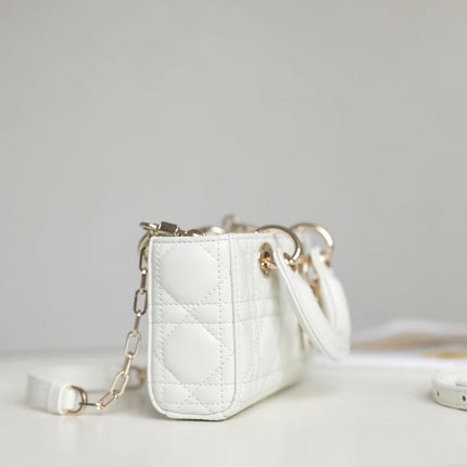 LADY D-JOY MICRO 16 IN WHITE LAMBSKIN