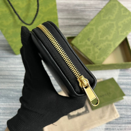 GG BLONDIE 21 FULL ZIP WALLET IN BLACK CALFSKIN
