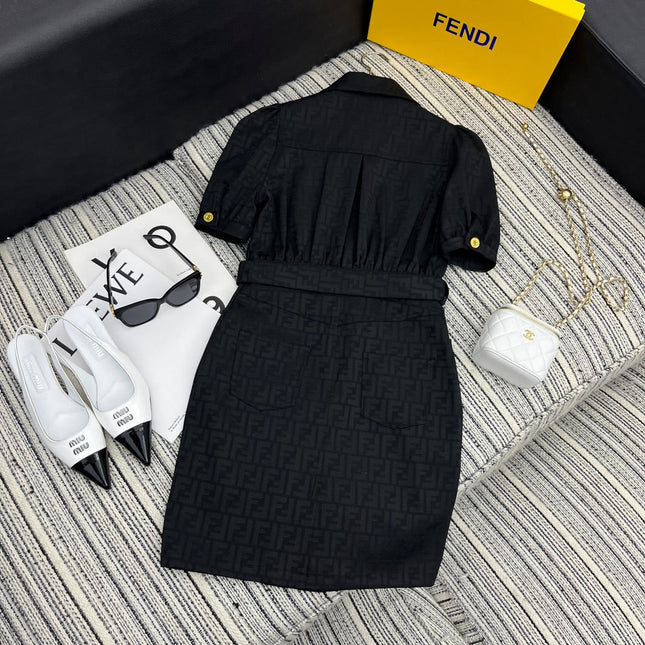 FENDI 26S PUFF-SLEEVE COLLARED DRESS 338