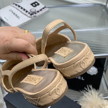 SLINGBACKS 20 BEIGE CREAM MIX BLACK CALFSKIN