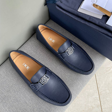 CD JUAL ICON BUCKLE LOAFER NAVY GRAINED CALFSKIN