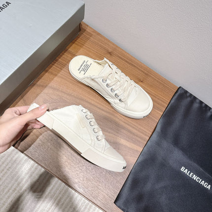 BALENCIAGA 25S SPORT CLOGS IN CREAM WHITE CANVAS