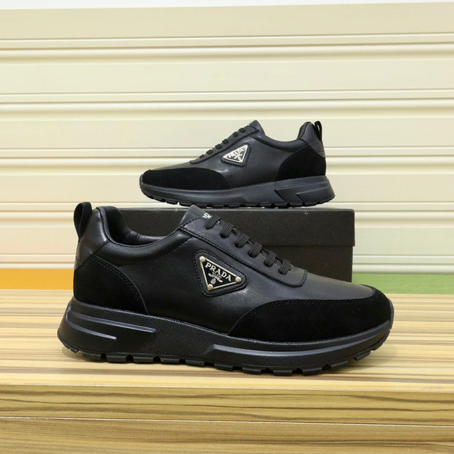 PRA SNEAKER IN BLACK CALFSKIN AND GREY SUEDE