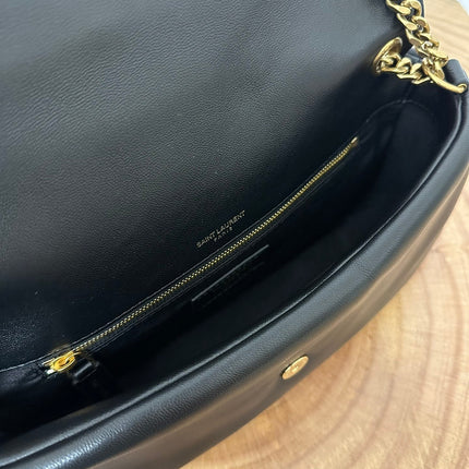 CALYPSO 26 BLACK LAMBSKIN CHAIN BAG