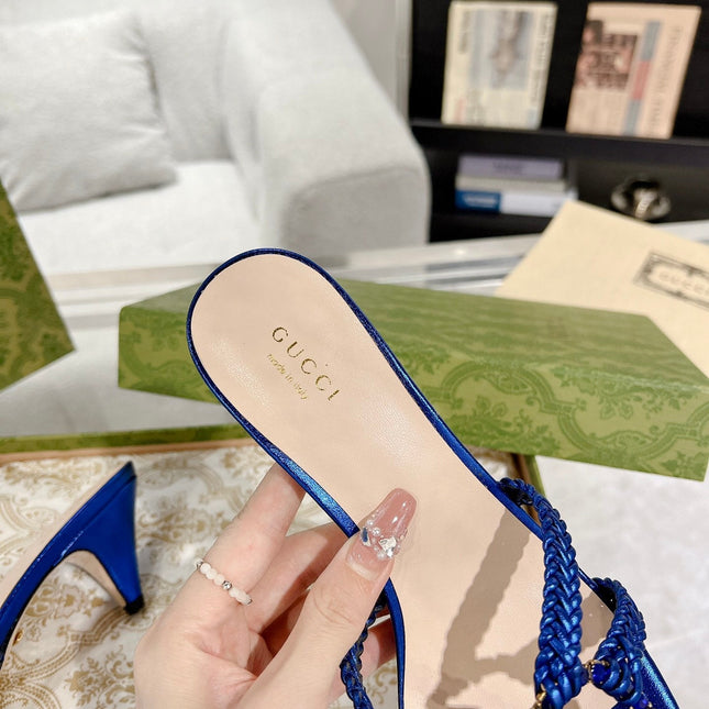 GG CRYSTAL MID - HEEL AZURE CALFSKIN