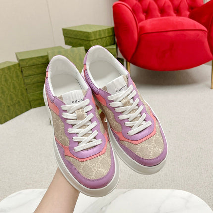 GG TRAINER LIGHT GRAY AND PURPLE CALFSKIN