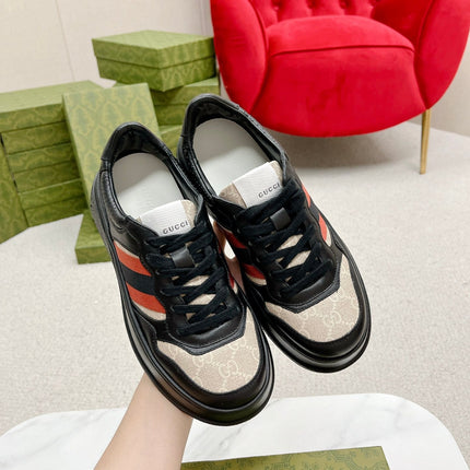 GG TRAINER BLACK AND CREAM CALFSKIN