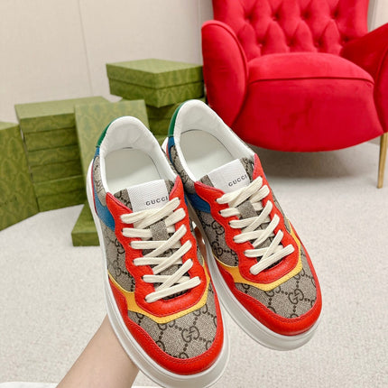 GG TRAINER LIGHT BROWN AND CANDY CALFSKIN