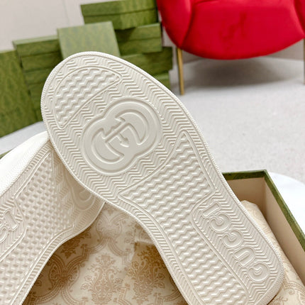 GG TRAINER WHITE AND CREAM CALFSKIN