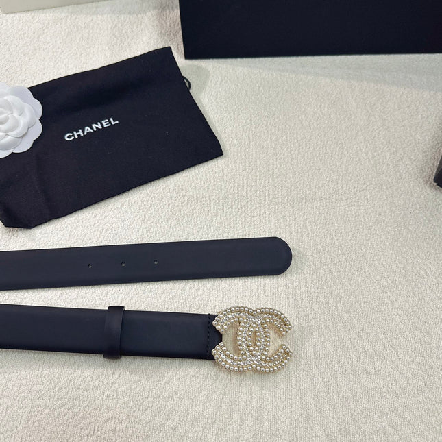CHANEL 26S BELT 30 MM IN BLACK CALFSKIN 669345