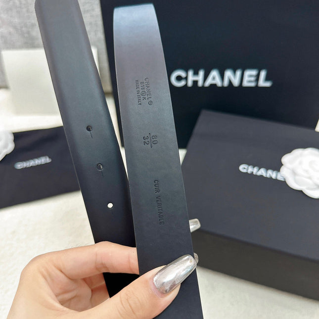 CHANEL 26S BELT 30 MM IN BLACK CALFSKIN 669346