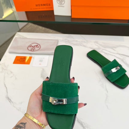 Giulia Sandal Green Suede Green Calfskin