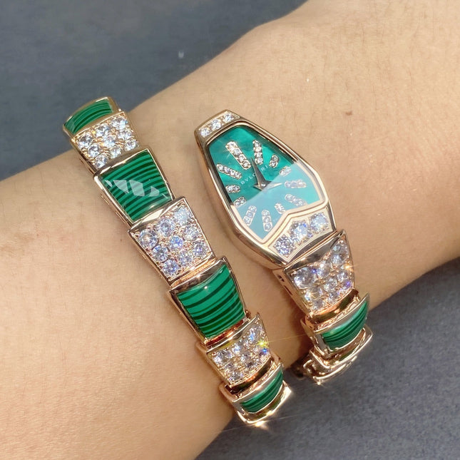SERPENTI JEWELRY ROSE GOLD WITH DIAMOND CASE GREEN DIAL