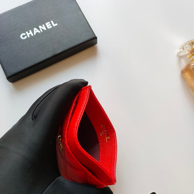 CC CARD HOLDER 11.2 ROSE GRAINED CALFSKIN GOLD ICON