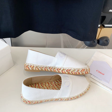 LOAFER SHOES IN WHITE DENIM AND WOVEN RAFFIA