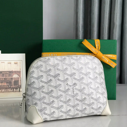 VENDÔME COSMETIC POUCH 17 IN WHITE GOYARDINE CANVAS AND CALFSKIN TRIM