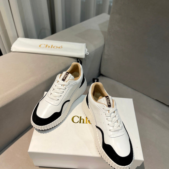 NAMA SNEAKER IN WHITE LAMBSKIN AND BLACK SUEDE