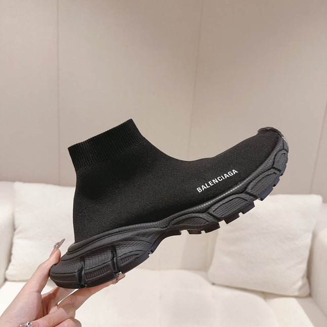 BALENCIAGA 25S SPEED TRAINER SNEAKERS 55 MM IN BLACK KNIT STYLE 2
