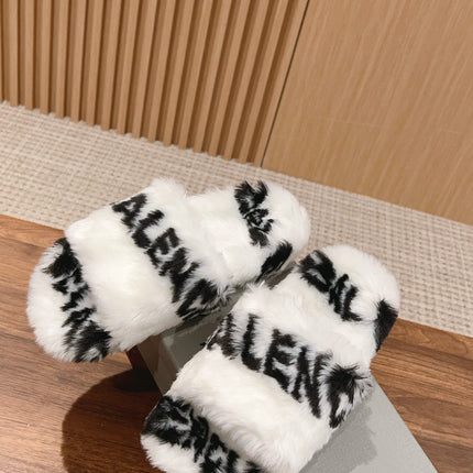 LAMB WOOL SLIPPER WHITE MIX BLACK