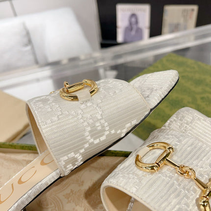 GG CHUNKY SLIDE SANDAL SILVER CALFSKIN