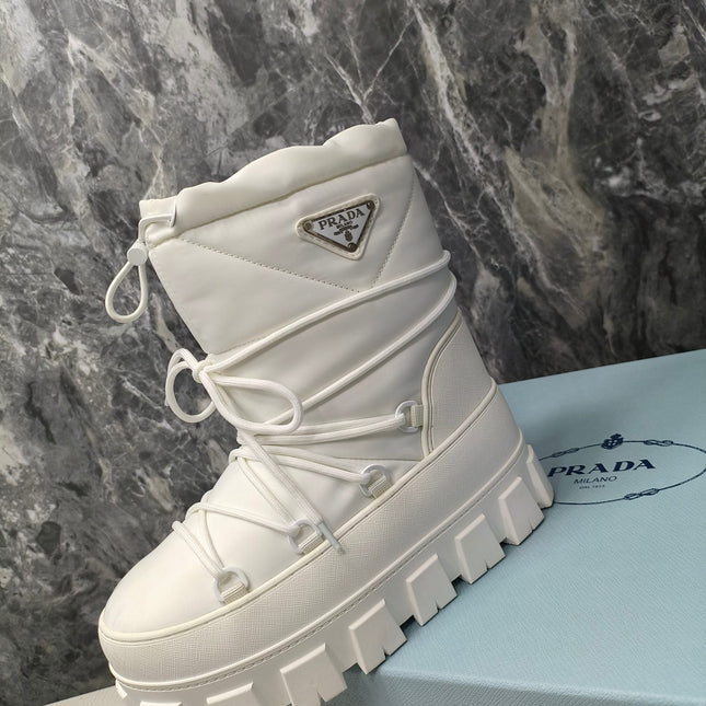 PRA RE-NYLON GABARDINE APRÈS SKI BOOTIES WHITE