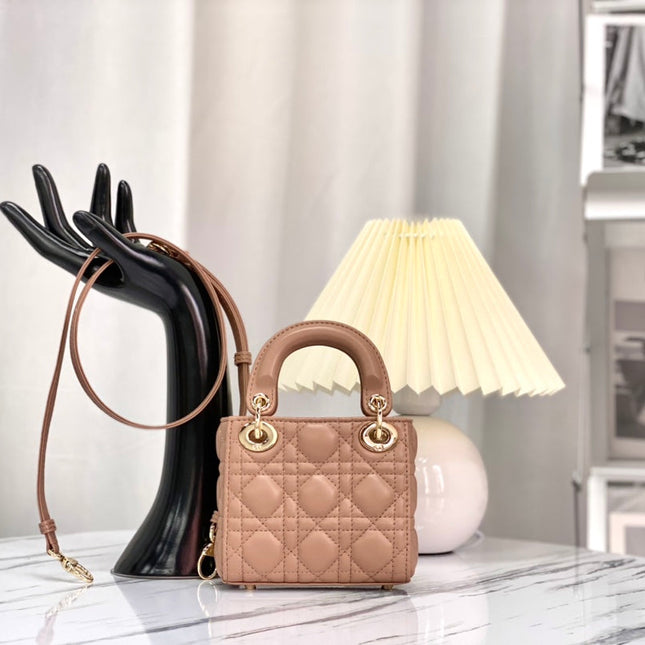 MICRO LADY 12 BAG IN CAMEL BEIGE LAMBSKIN