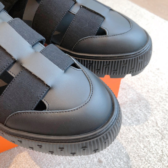 HM ITEM SANDAL SPACE CALFSKIN AND DENIM